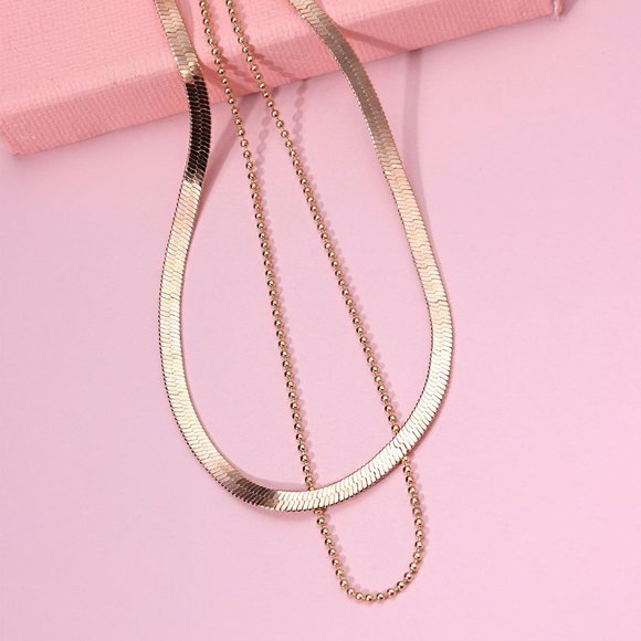 Layered Herringbone Choker Necklace - Picture 3 of 4